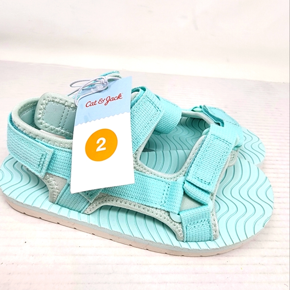 Cat & Jack Aqua Blue Spirt Sandals Water Resistant‎ Beach Shoes Kids Size 2